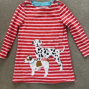 Mini Boden Red and White Striped Dog Dress